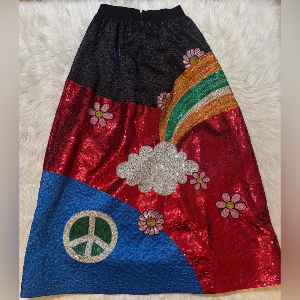 Alice + Olivia x The Beatles New Tina Ballgown Skirt Multicolor Size 6 - Picture 6 of 6